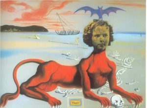 Salvador Dalí, Shirley Temple, the Youngest, Most Sacred Monster of the Cinema in her Time, 1939, wash, pastel, collage on cardboard, 75 x 100 cm, Museum Boijmans Van Beunigen, Rotterdam