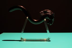 Zoe Williams, Black Obsidian Horse Dildo, found object, perspex, jade lacquer